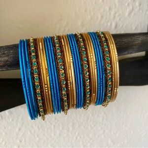 Set of 36 Indian Bangles Thin Bracelets size 2.7 small / medium Metal Bollywood
